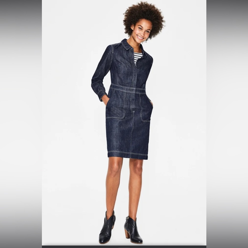 Boden Hattie Blue Denim Dress‎ Size 10L